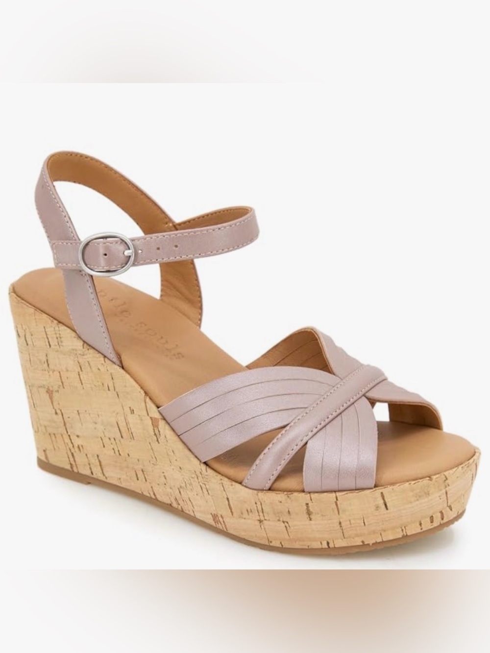 NWOT Gentle Souls by Kenneth Cole Nomi Blush Metallic Cork Sandals, Size 8